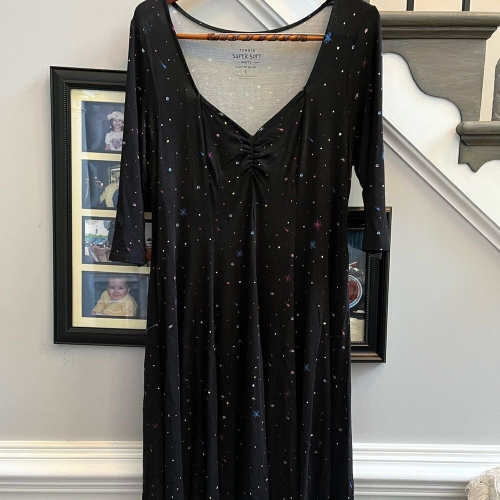 Torrid Super Soft Knits Black Night Sky Swing address sz 1 or 1X